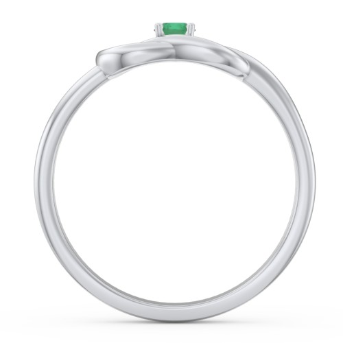 Birthstone Love Knot Ring – Sterling Silver with Emerald