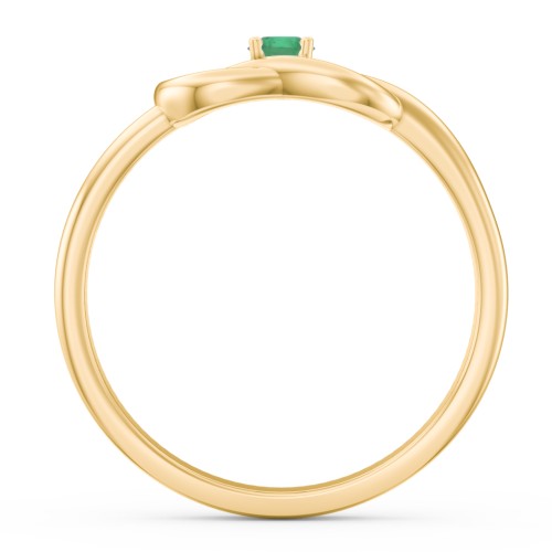 Birthstone Love Knot Ring – 18K Gold Plated Silver with Emerald