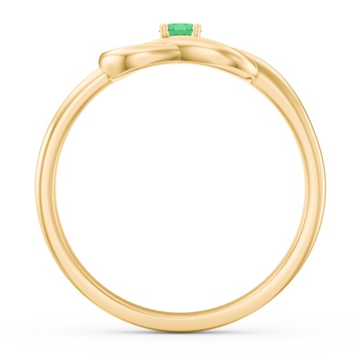 Birthstone Love Knot Ring – 18K Gold Plated Silver with Emerald