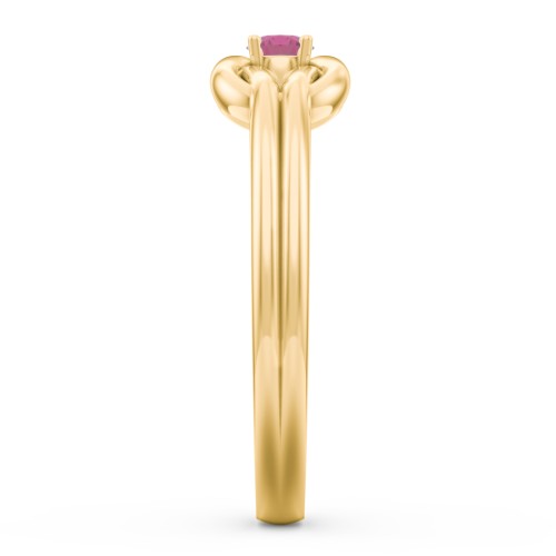 Birthstone Love Knot Ring – 18K Gold Plated Silver with Ruby