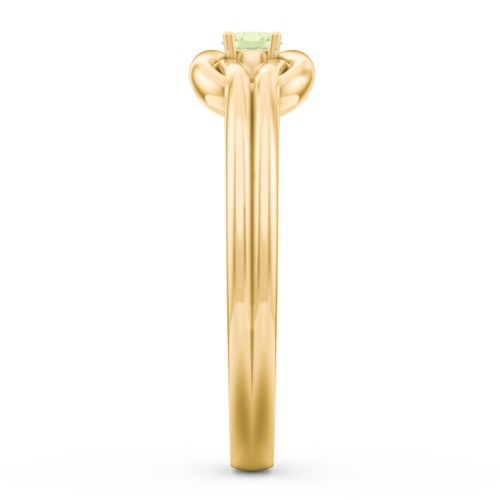 Birthstone Love Knot Ring – 18K Gold Plated Silver with Peridot