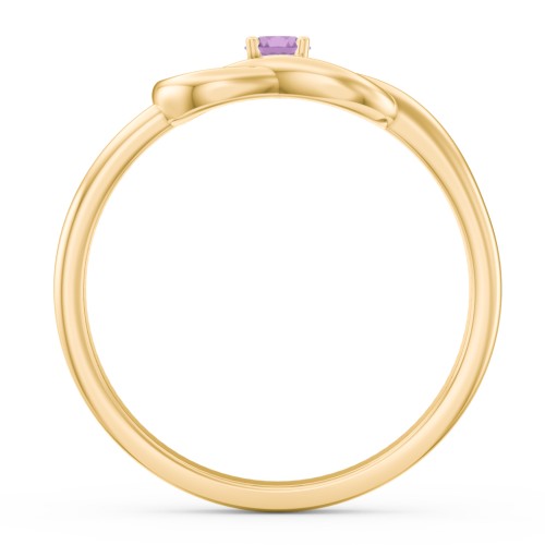 Birthstone Love Knot Ring – 18K Gold Plated Silver with Amethyst