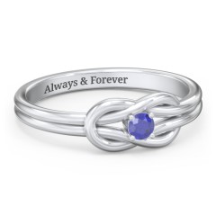 Birthstone Love Knot Ring – 10K Rose Gold with Blue Sapphire