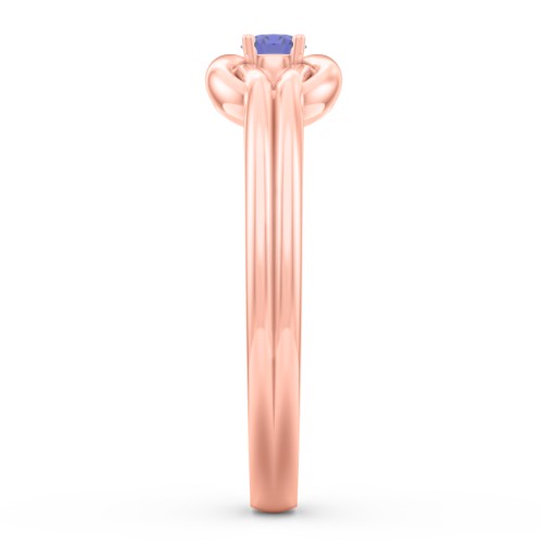 Birthstone Love Knot Ring – 10K Rose Gold with Blue Sapphire