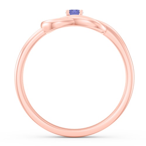 Birthstone Love Knot Ring – 10K Rose Gold with Blue Sapphire