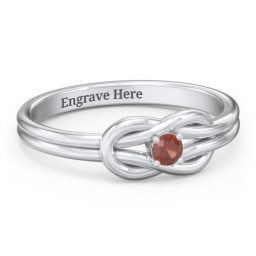 Birthstone Love Knot Ring in 925 Sterling Silver with Garnet
