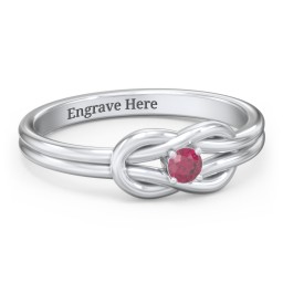 Birthstone Love Knot Ring in 925 Sterling Silver with Ruby