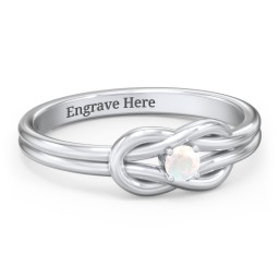 Birthstone Love Knot Ring in 925 Sterling Silver with Opal