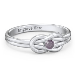Birthstone Love Knot Ring in 925 Sterling Silver with Alexandrite