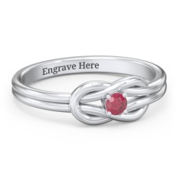 Birthstone Love Knot Ring in 925 Sterling Silver with Ruby