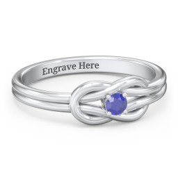 Birthstone Love Knot Ring in 925 Sterling Silver with Blue Sapphire