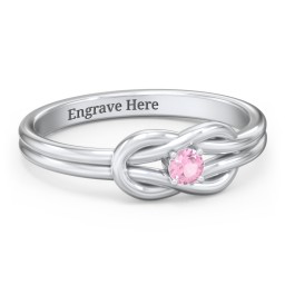 Birthstone Love Knot Ring in 925 Sterling Silver with Pink Tourmaline