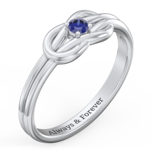 Birthstone Love Knot Ring – Sterling Silver with Blue Sapphire