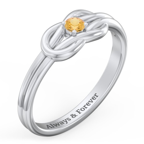 Birthstone Love Knot Ring – Sterling Silver with Citrine