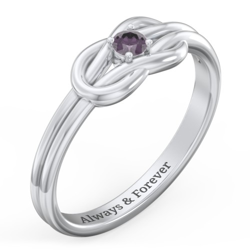 Birthstone Love Knot Ring – Sterling Silver with Alexandrite