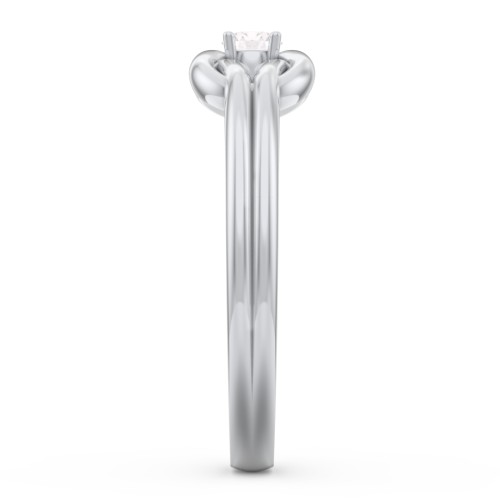 Birthstone Love Knot Ring – Sterling Silver with Diamond