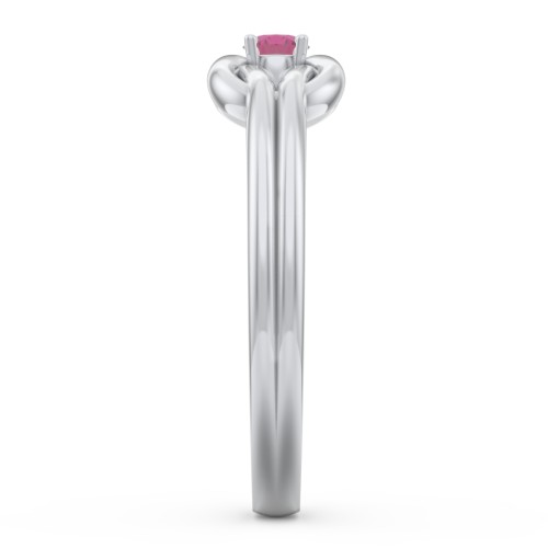 Birthstone Love Knot Ring – Sterling Silver with Ruby