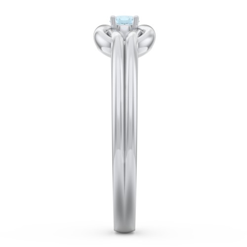 Birthstone Love Knot Ring – Sterling Silver with Blue Topaz