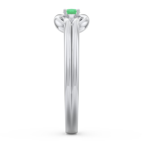 Birthstone Love Knot Ring – Sterling Silver with Emerald