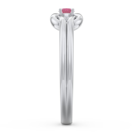 Birthstone Love Knot Ring – Sterling Silver with Ruby