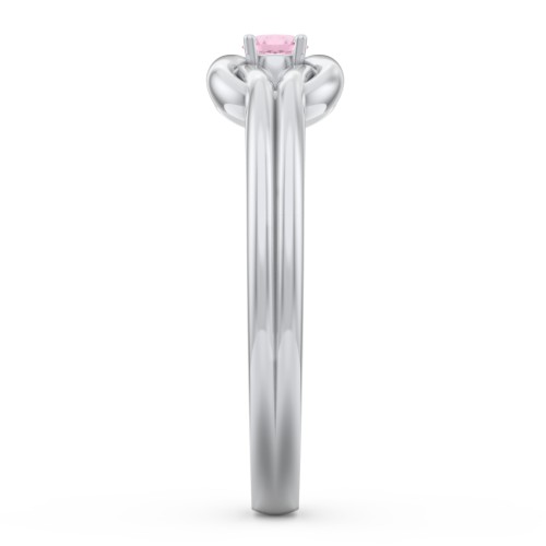 Birthstone Love Knot Ring – Sterling Silver with Pink Tourmaline