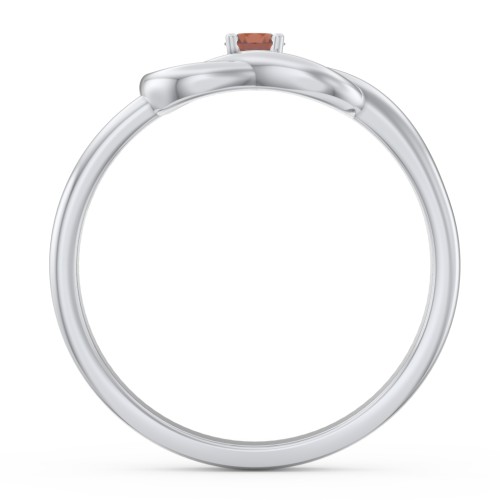 Birthstone Love Knot Ring – Sterling Silver with Garnet