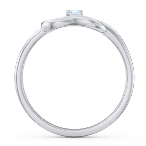 Birthstone Love Knot Ring – Sterling Silver with Aquamarine