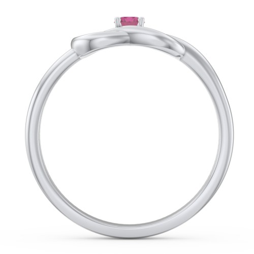 Birthstone Love Knot Ring – Sterling Silver with Ruby