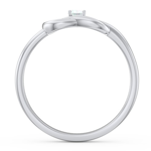 Birthstone Love Knot Ring – Sterling Silver with Opal