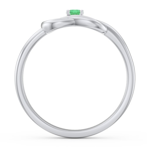 Birthstone Love Knot Ring – Sterling Silver with Emerald