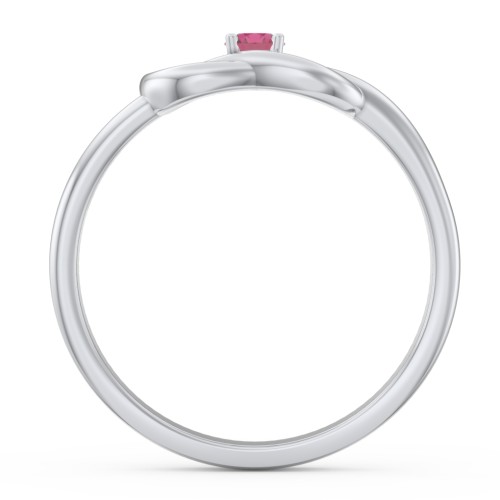 Birthstone Love Knot Ring – Sterling Silver with Ruby