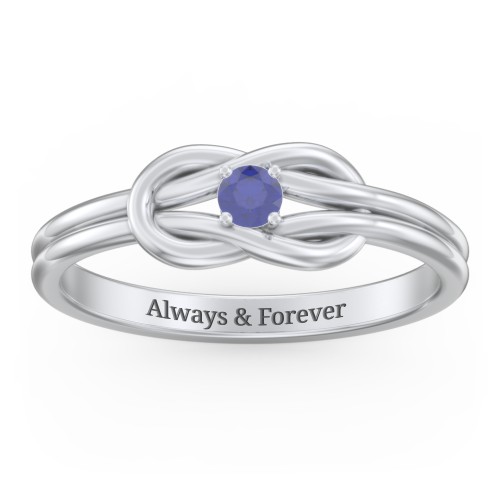 Birthstone Love Knot Ring – Sterling Silver with Blue Sapphire