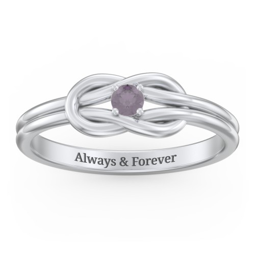 Birthstone Love Knot Ring – Sterling Silver with Alexandrite