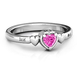 Triple Heart Ring in 925 Sterling Silver with Pink Tourmaline