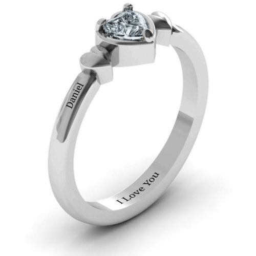Triple Heart Ring – Sterling Silver with Diamond