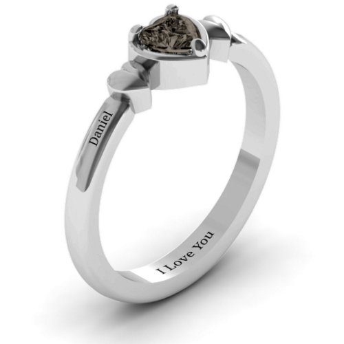 Triple Heart Ring – Sterling Silver with Smokey Quartz