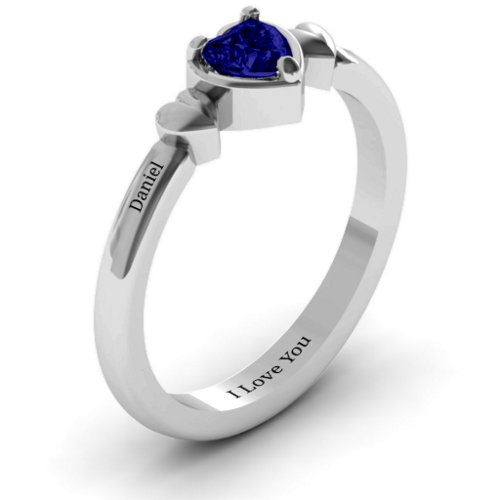 Triple Heart Ring – Sterling Silver with Blue Sapphire