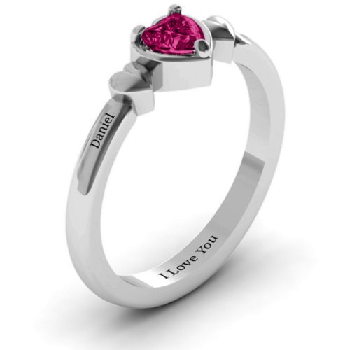 Triple Heart Ring – Sterling Silver with Ruby