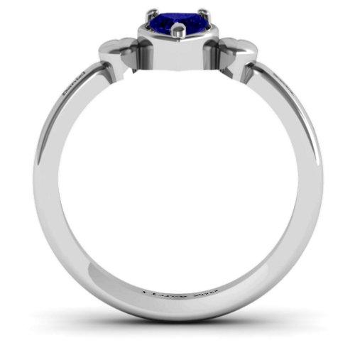 Triple Heart Ring – Sterling Silver with Blue Sapphire