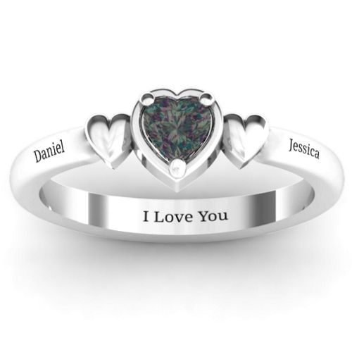 Triple Heart Ring – Sterling Silver with Alexandrite