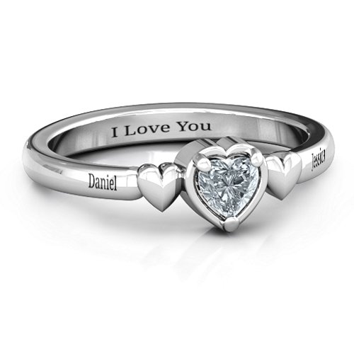 Triple Heart Ring – Sterling Silver with Diamond