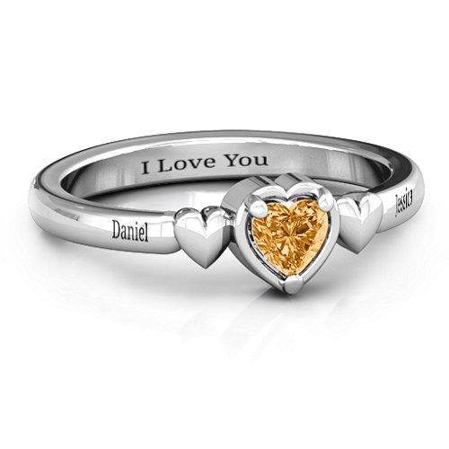 Triple Heart Ring – Sterling Silver with Citrine