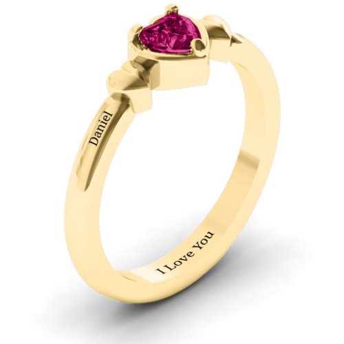 Triple Heart Ring – 10K Yellow Gold with Ruby
