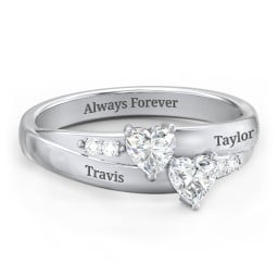 Double Heart Gemstone Ring with Accents