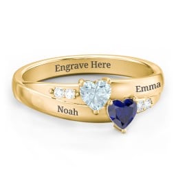 Double Heart Gemstone Ring with Accents
