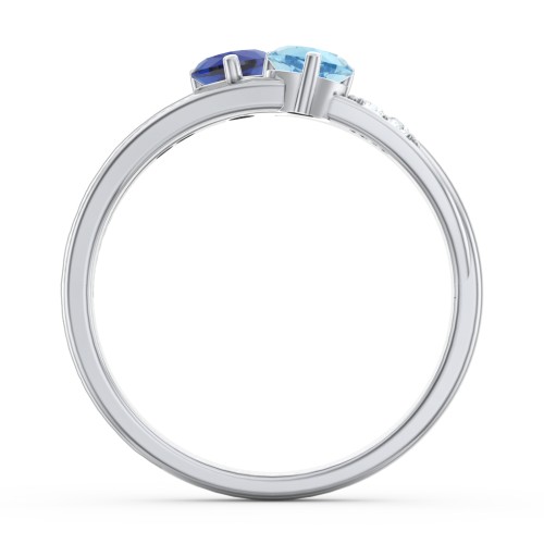 Double Heart Gemstone Ring with Accents
