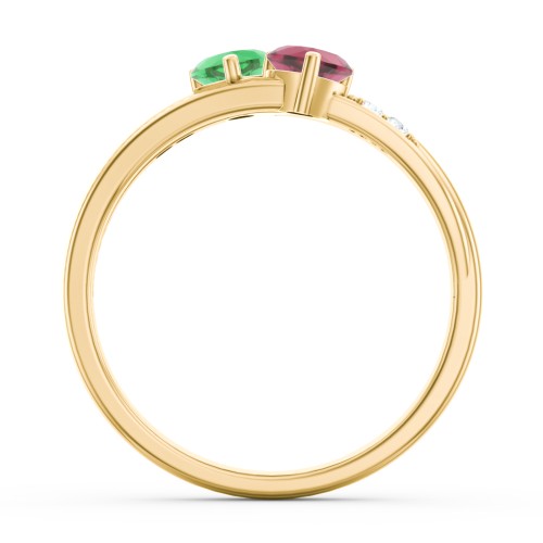 Double Heart Gemstone Ring with Accents