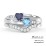 Double Heart Gemstone Ring with Accents – 10K Rose Gold with Cubic Zirconia and Blue Topaz