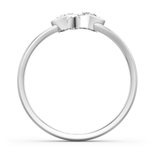 Double Interlocked Hearts Ring – Sterling Silver with Cubic Zirconia