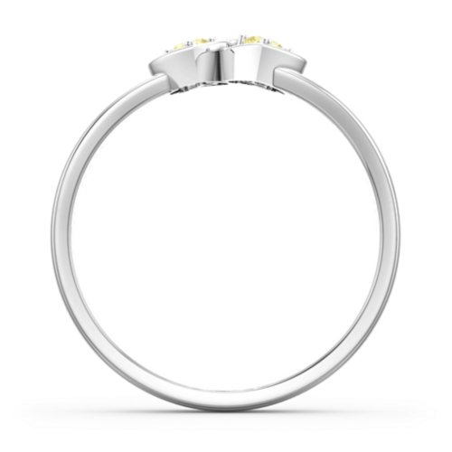 Double Interlocked Hearts Ring – Sterling Silver with Citrine